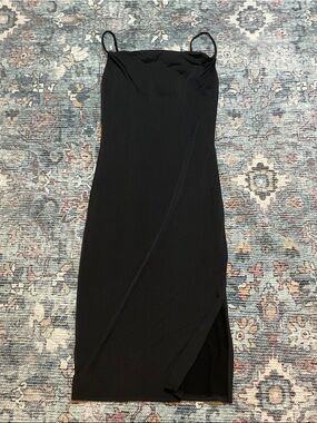 Classic Black Slip Dress with Side Slit